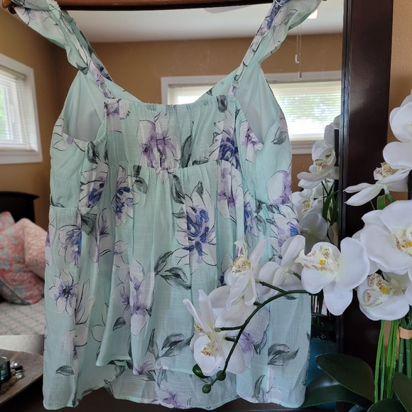 Floral Cottagecore Ruffle Cami Tank Blouse - Picture 4 of 6